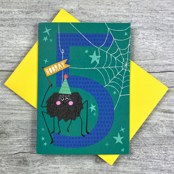 'Age Five' Spider Greeting Card