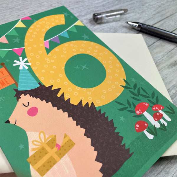 'Age Six' Hedgehog Greeting Card