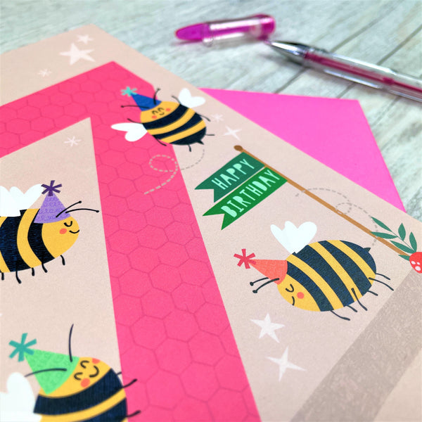 'Age Seven' Bumblebee Greeting Card