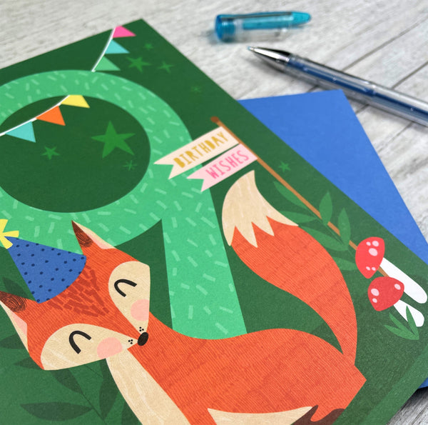 'Age Nine' Fox Greeting Card