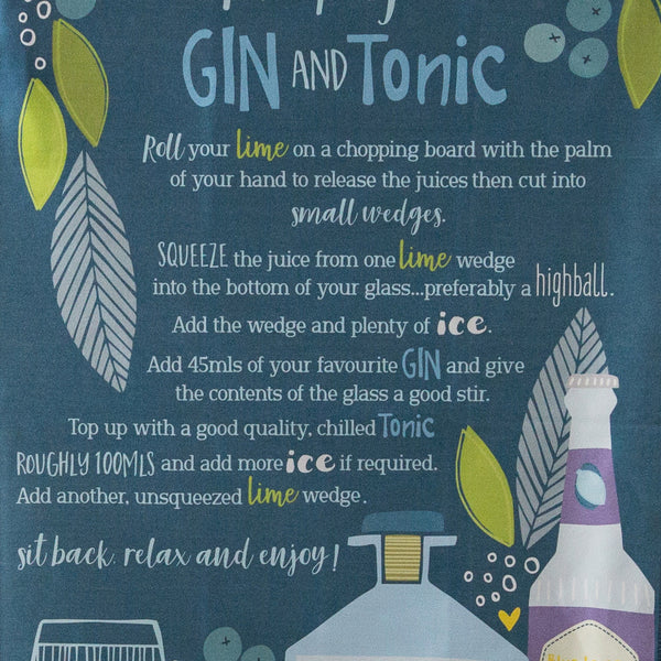 Perfect Gin & Tonic Recipe Tea Towel