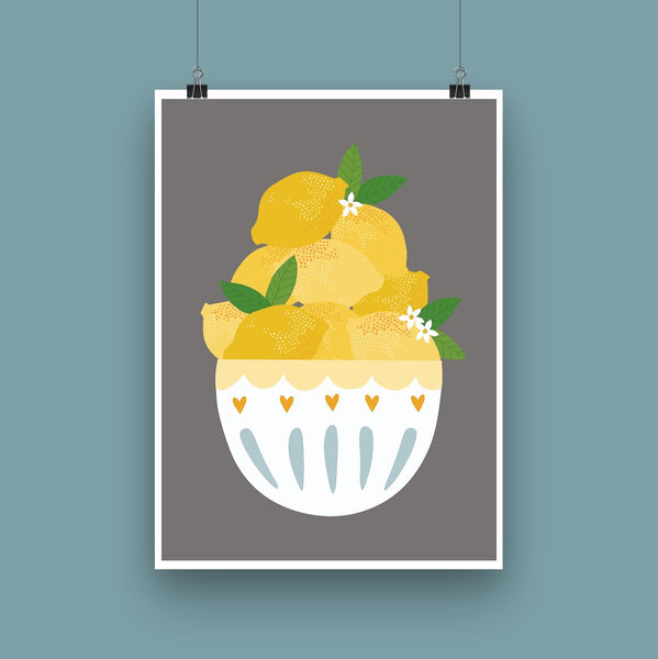 Lemon Bowl Art Print