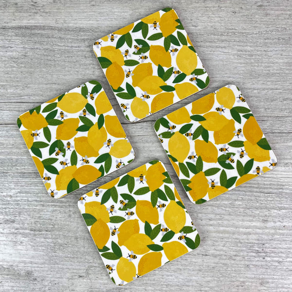 'Lemons & Bees' Coasters (Set of 4)