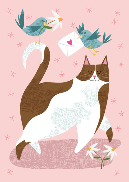 Sale Item: 'Cat and Bird' A4 Art Print