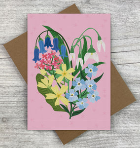 'Floral Heart' Greeting Card