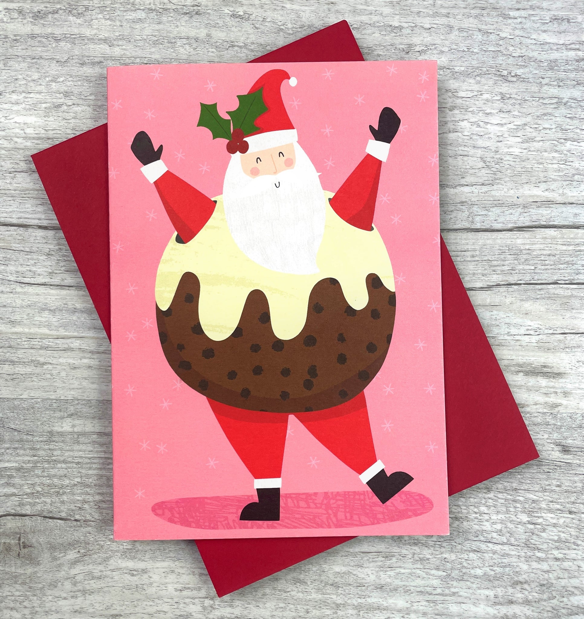 'Father Christmas Pudding' Christmas Greeting Card