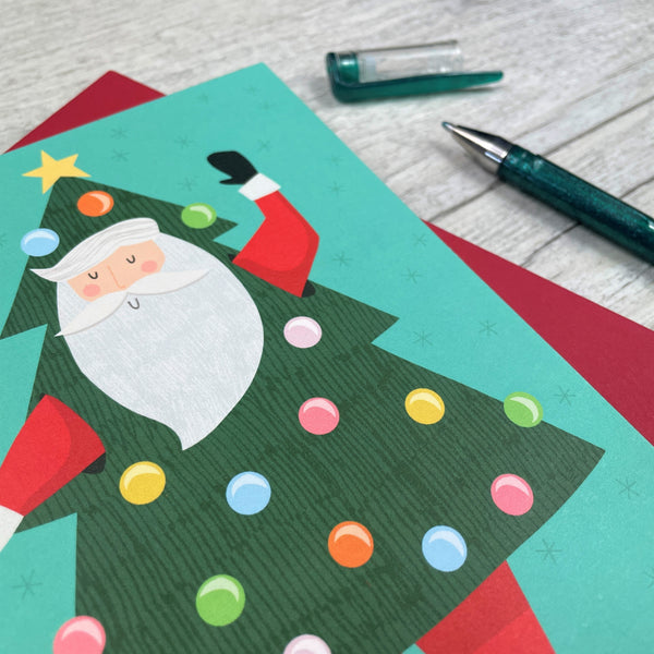 'Father Christmas Tree' Christmas Greeting Card