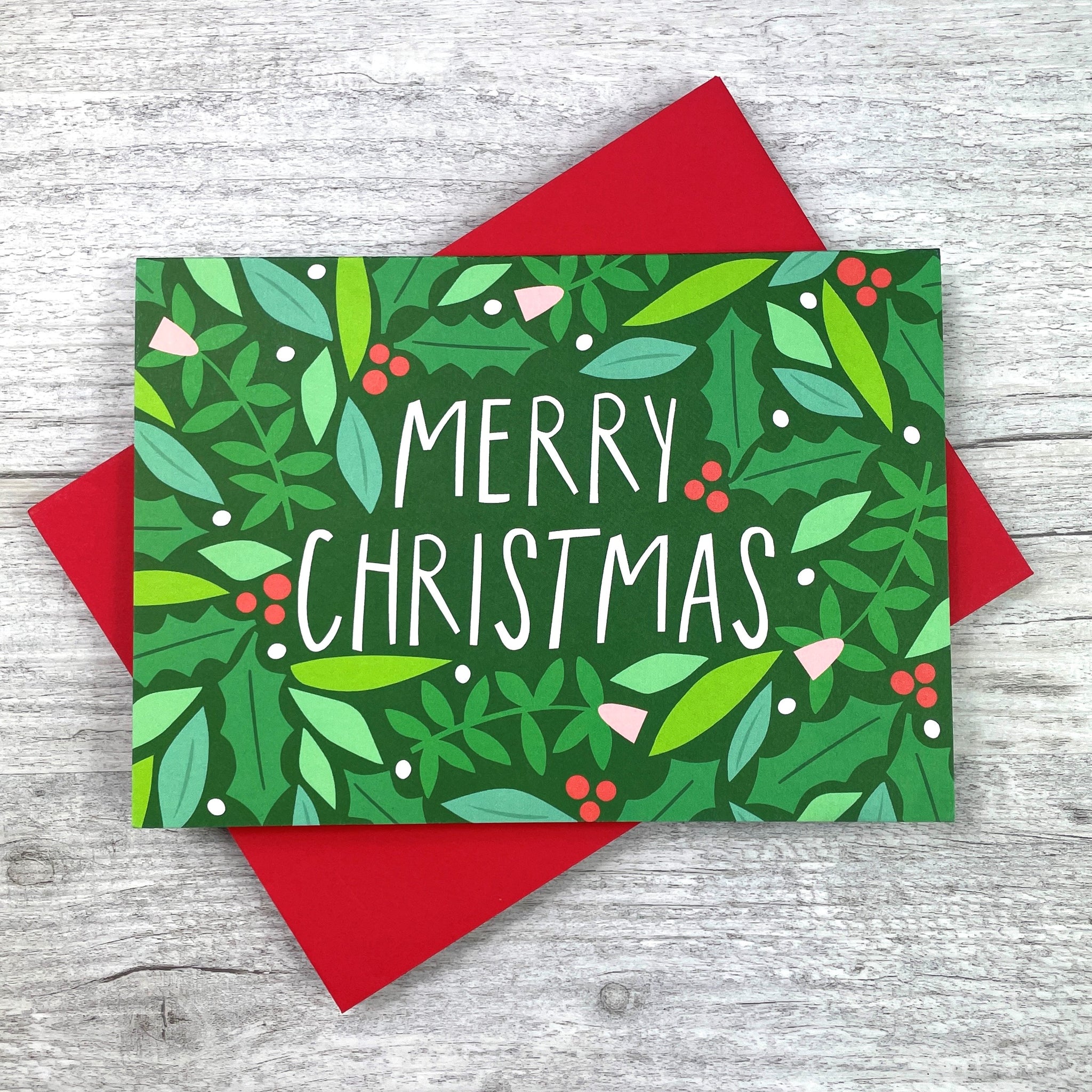 'Merry Christmas' Christmas Floral Greeting Card