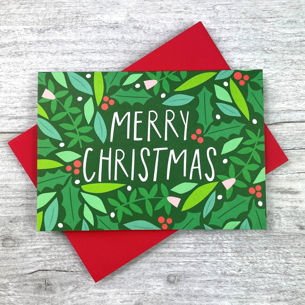 'Merry Christmas' Christmas Floral Greeting Card