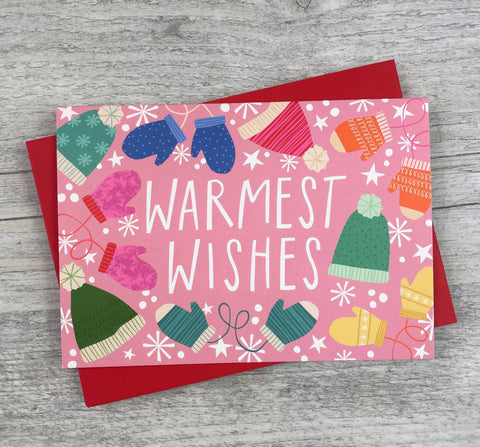 Warmest Wishes' Winter Hats and Gloves Christmas Greeting Card