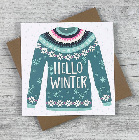 'Hello Winter' Christmas Greeting Card
