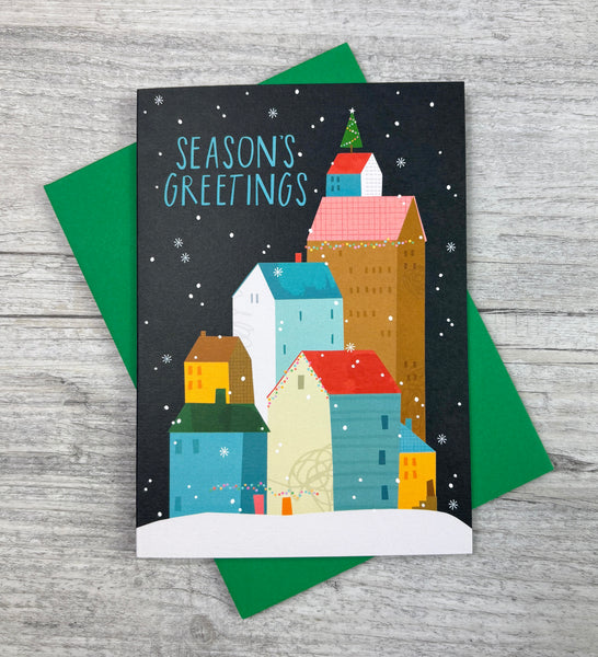 'Season's Greetings' Christmas Town Greeting Card