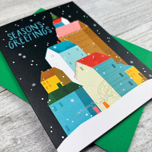 'Season's Greetings' Christmas Town Greeting Card