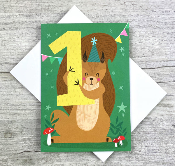 'Age One' Squirrel Greeting Card
