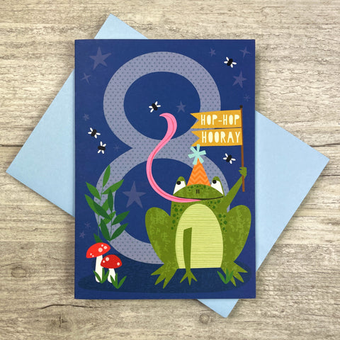 'Age Eight' Frog Greeting Card