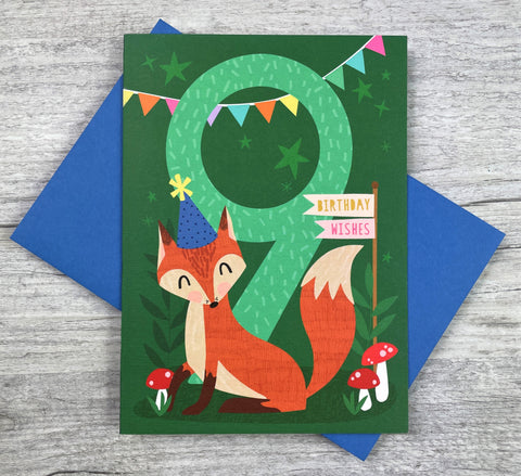 'Age Nine' Fox Greeting Card
