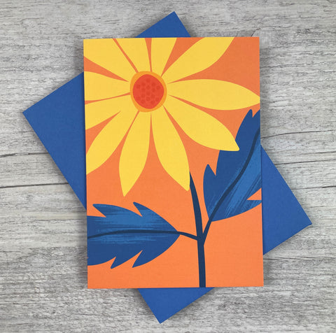 'Abstract Yellow Sunflower' Greeting Card