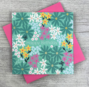 'Happy Birthday' Spring Floral Greeting Card