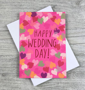 Pink 'Happy Wedding Day' Greeting Card