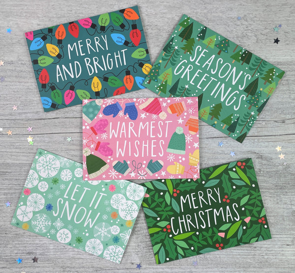 'Seasons Greetings' Christmas Trees Greeting Card