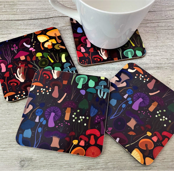 'Rainbow Mushroom' Coasters (Set of 4)