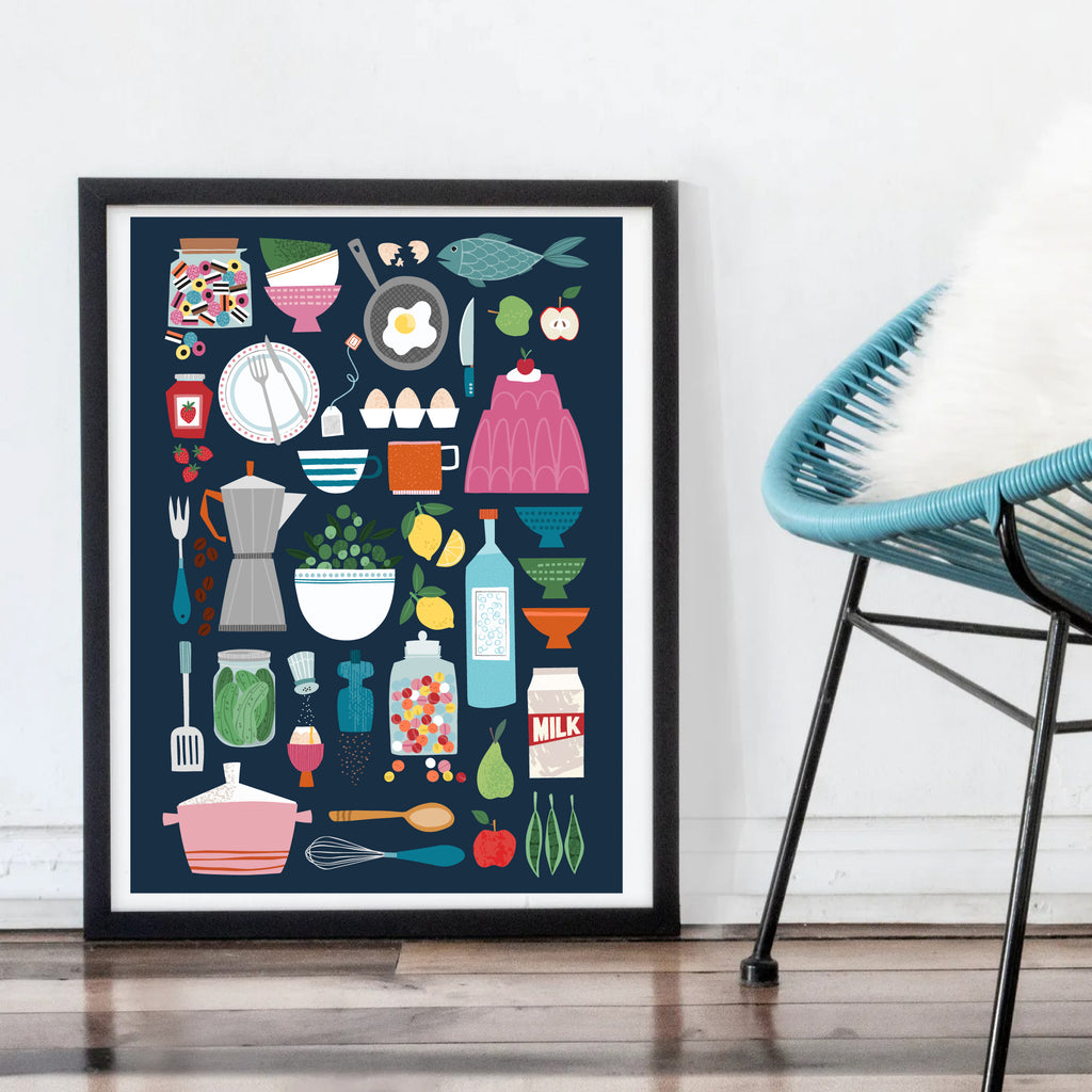 500 kitchen wall art prints bundle, retro food and... Retro Kitchen Art
