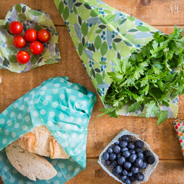 Eco friendly beeswax wrap food wraps in assorted sizes