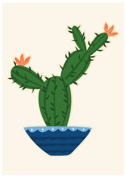'Blooming Cactus' Art Print