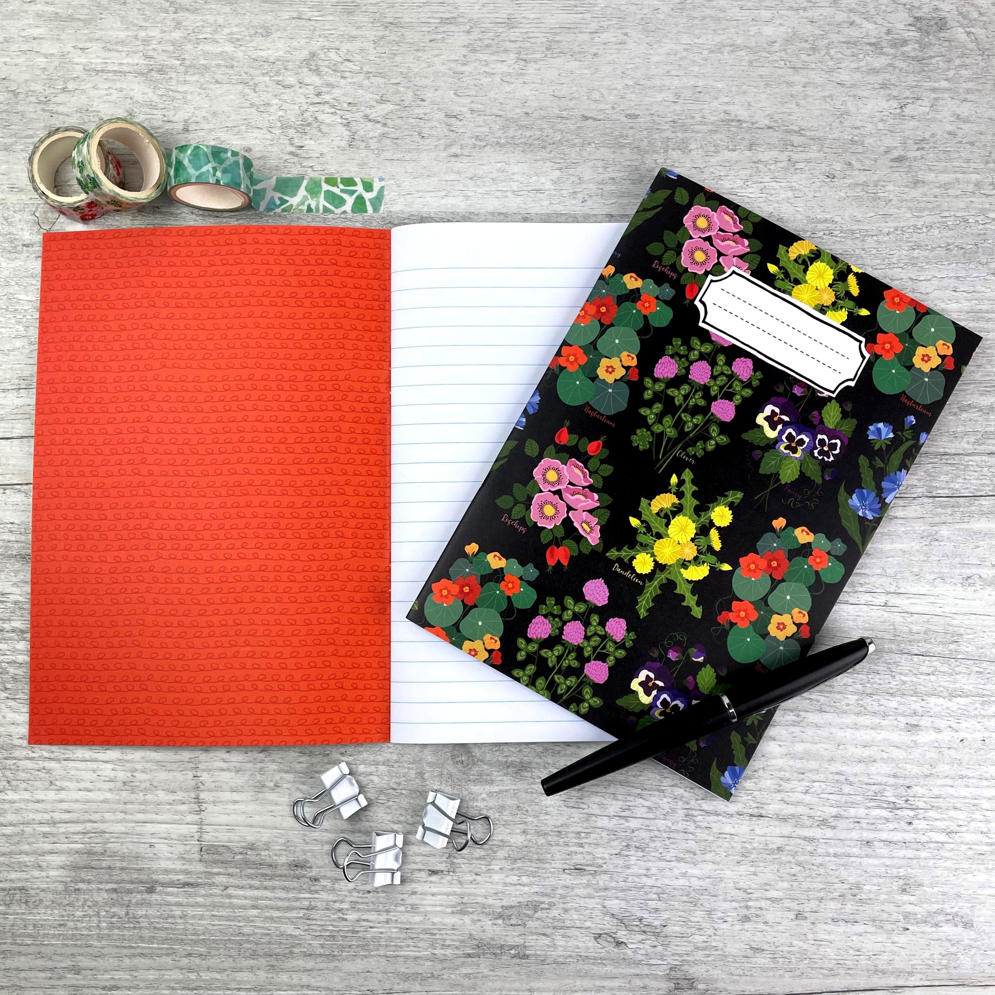 'Edible Flowers' A5 Lined Notebook