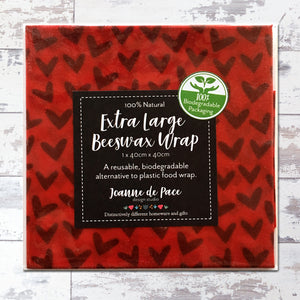 Red Hearts Beeswax Wraps